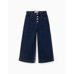 Jean � jambe large avec boutons - pression sur le devant bleu fonc�