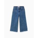 Jean � jambe large avec ourlets effiloch�s bleu