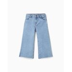 Jean � jambe large et ourlets effiloch�s bleu