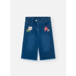 Jean large avec broderie et ourlet effiloch bleu