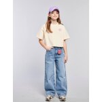 Jean large effet us� fille bleu moyen