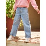 Jean large fille bas effiloch denim bleached