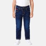 Jean slim 5 poches, coupe droite bleu brut