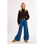 Jean taille haute, coupe �vas�e denim blue