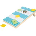 Jeu de cornhole et de sling puck bleu