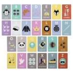 Jeu �ducatif cartes alphabet en bois rose p�le