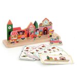 Jeu de logique en bois la ville beige