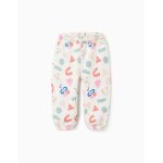 Jogpant en coton polyester peigné avec motif blanc Jogpant en coton polyester peigné avec motif blanc