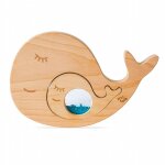 Jouet sensoriel puzzle en bois baleine bleu
