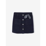 Jupe boutonne en velours fille avec nouette fantaisie marine