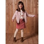 Jupe boutonne en velours fille avec nouette fantaisie vieux rose