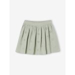 Jupe en broderie anglaise fille gaze de coton vert sauge