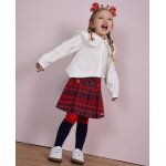 Jupe � carreaux pour fille avec boutons d�coratifs rouge