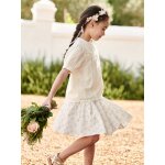 Jupe de crmonie  fleurs fille cru