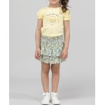 Jupe courte 100% coton fille imprime fond grege