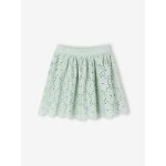 Jupe fille en broderie anglaise vert sauge