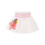 Jupe fille avec broderie d�corative blanc