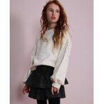 Jupe fille avec double volant et finition brillante gris