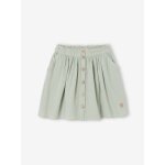 Jupe fille en gaze de coton vert sauge