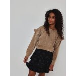 Jupe fille en maille imprim�e avec �toiles et volants noir