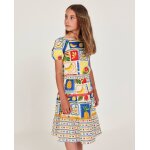 Jupe fille en maille avec rubans d�coratifs beige