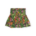 Jupe fille en maille avec taille fronc�e vert