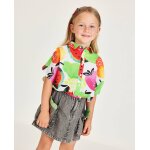 Jupe fille avec poches et broderies color�es gris