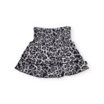 Jupe fille en tissu tiss� avec taille large fronc�e noir