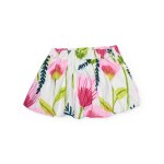 Jupe pour fille en toile avec motif floral blanc