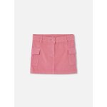 Jupe fille en velours c�tel� fin avec poches cargo rose