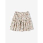 Jupe  fleurs en gaze de coton fille cru