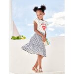 Jupe longue  carreaux vichy fille carreaux marine