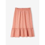 Jupe longue en gaze de coton imprim fleurs fille blush fonc imprim
