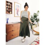 Jupe longue de grossesse effet satin kaki