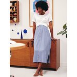 Jupe longue de grossesse en gaze de coton bleu ardoise