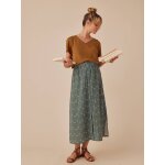Jupe longue grossesse en gaze de coton envie de fraise vert