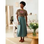 Jupe longue de grossesse en gaze de coton vert �meraude