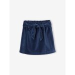 Jupe paperbag en velours lisse fille bleu nuit