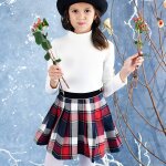 Jupe plisse hiver carreaux tartan london bleu marine rouge