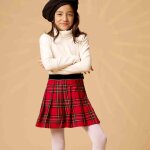 Jupe pliss�e hiver carreaux tartan london rouge