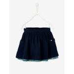 Jupe rversible fille en gaze de coton et imprim fleurs marine reversible vert imprm