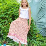 Jupe / robe longue de plage 2 - en - 1 jersey ibiza orange blanc