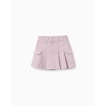 Jupe en serg� avec plis et poches cargo mauve clair