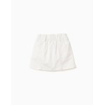 Jupe en serg� avec taille paperbag et poches blanc
