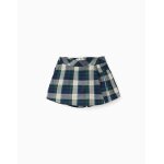 Jupe - short en coton � carreaux b&s bleu fonc�