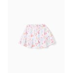 Jupe - short en coton avec motif plage et taille �lastique blanc