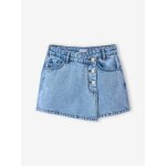 Jupe short en jean asym�trique fille bleu clair