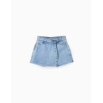 Jupe - short en jean � ourlet effiloch� bleu