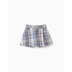 Jupe - short en serg� de coton � carreaux bleu