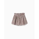 Jupe - short en velours c�tel� avec motif floral beige clair
